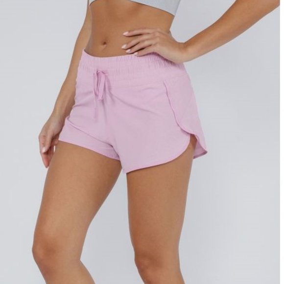 90 Degree by Reflex Woven Pink Lavender Running Shorts with Built-In Briefs - Picture 1 of 6